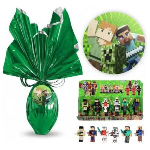 Ovo De Páscoa Minecraft C/ 3 Personagens Menino Menina 330gr